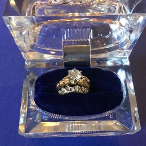 Gold and Faux Diamonds Three Ring Set